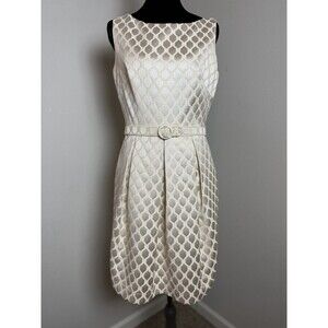 Eliza J Metallic Jacquard Fit & Flare Dress Belted Size 6